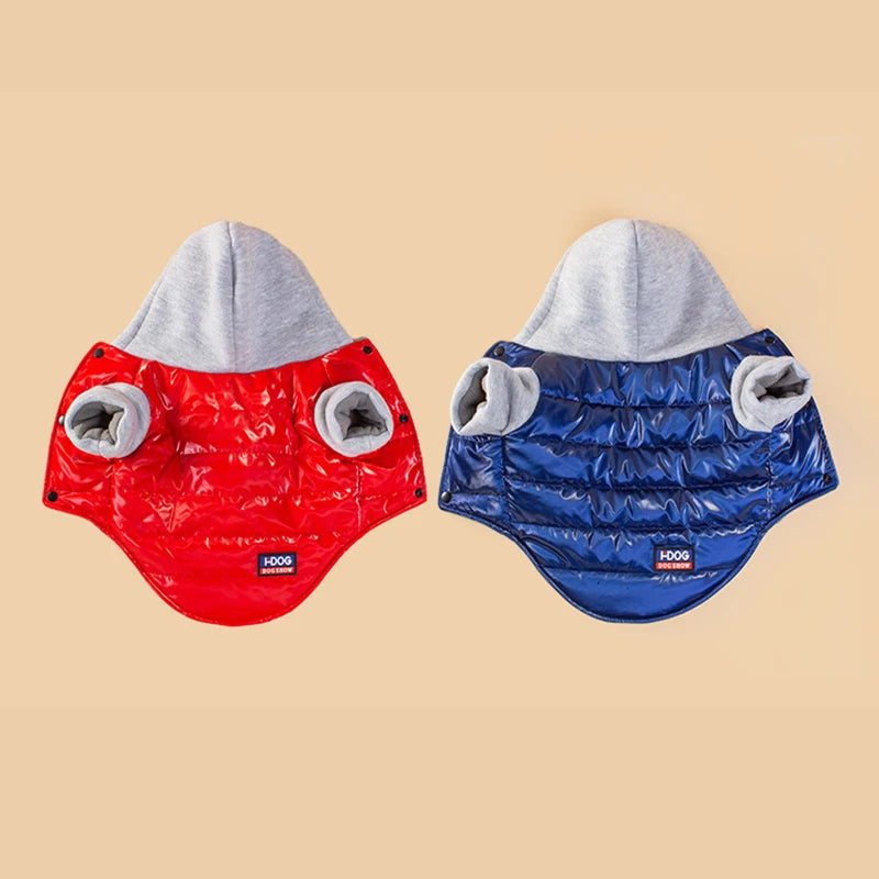 Pet cat and dog clothes, autumn and winter clothing, cold-proof and warm hooded two-legged hooded clothes, pet supplies