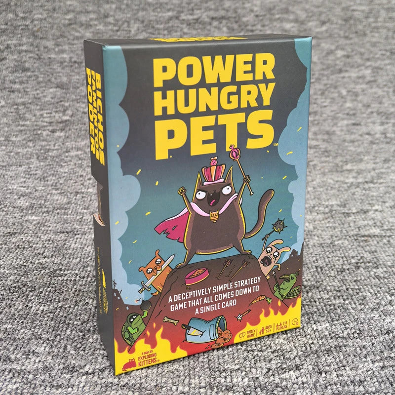 Thrilling Power Hungry Pets Card Game, Family Party Board Strategy Games
