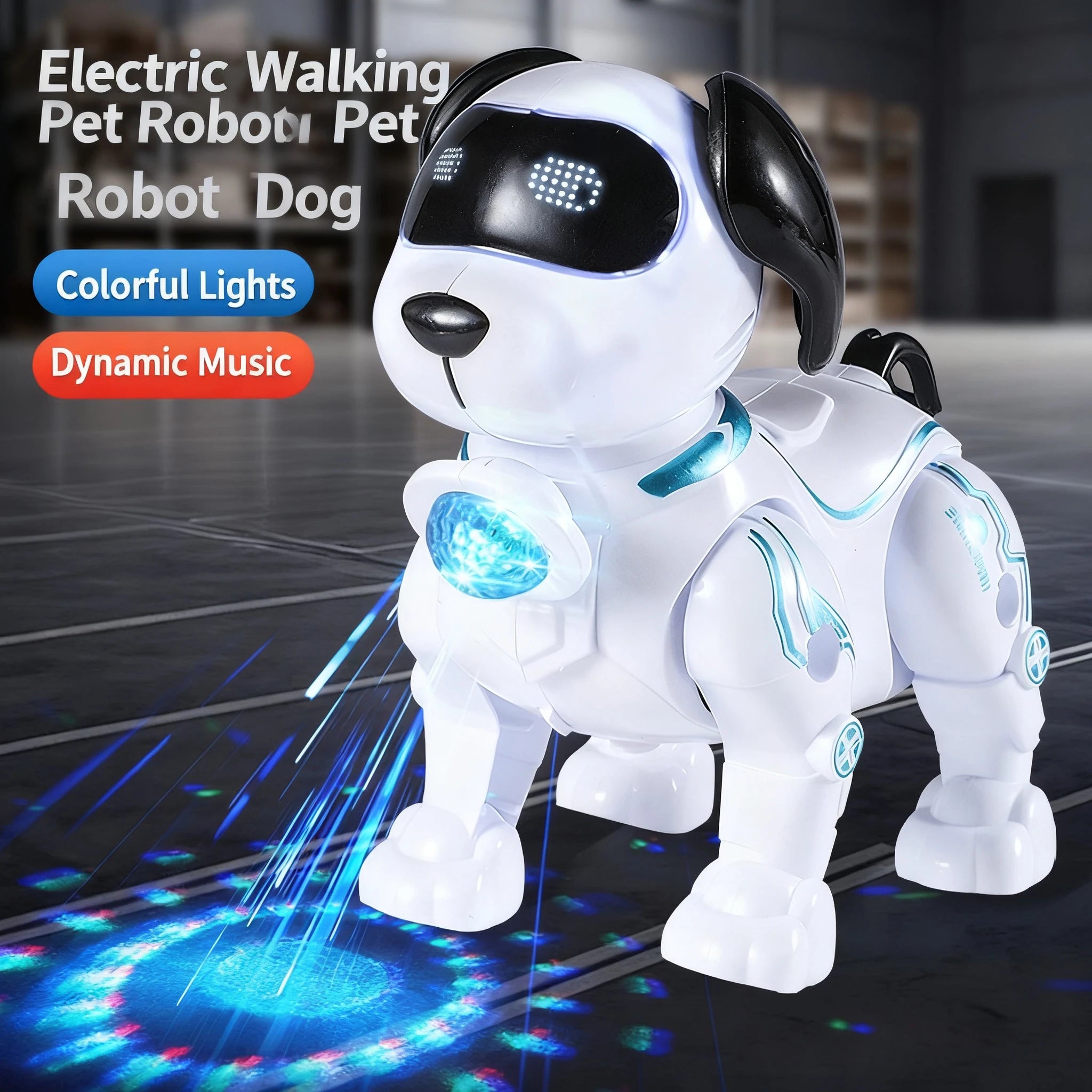 Cute Toy Dog With Cool Features: Bright Projection Lights, Lovely Sound Effects, Flexible Crawling Movement—Brings Joy To Kids