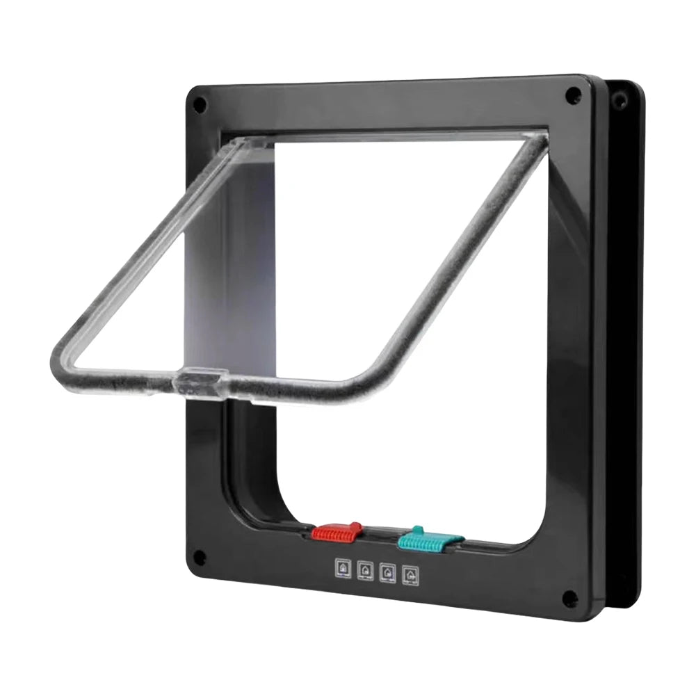 Puppy Kitten Safety In&out Pet Door with 4 Way Security Lock Dog Cat Flap Door Cat Puppy Safety Gate Transparent Thin Cat Door