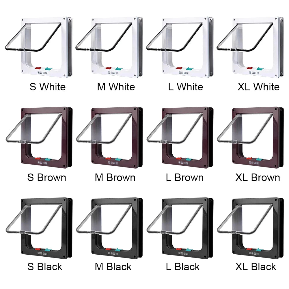 Puppy Kitten Safety In&out Pet Door with 4 Way Security Lock Dog Cat Flap Door Cat Puppy Safety Gate Transparent Thin Cat Door