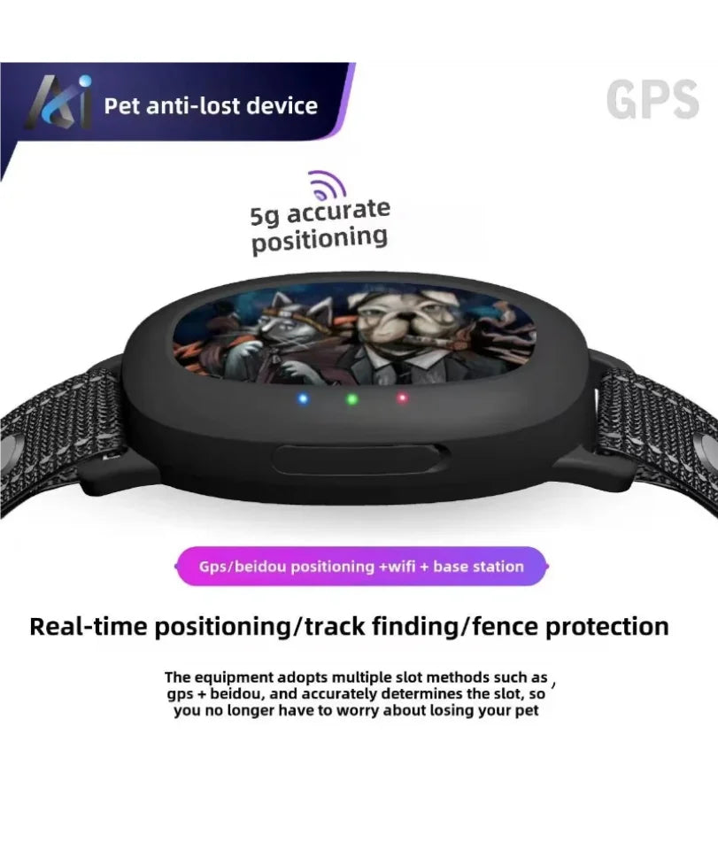 Real-time GPS pet tracker collar for dogs and cats.
Waterproof, long battery, with anti-lost geo-fence.