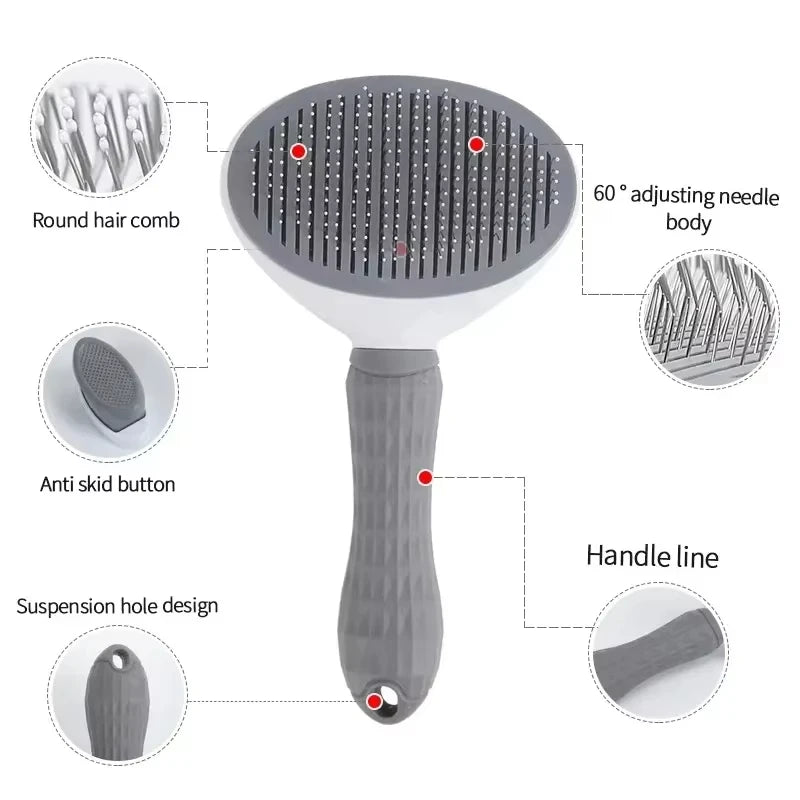 Dog Grooming Brush with Easy Clean Button, Pet Massage Comb for Effective Detangling and Hair Removal, Suitable for Dogs