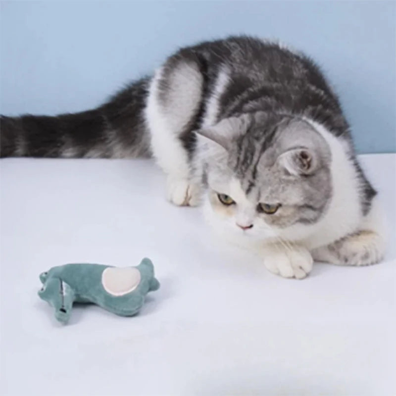 Pet Teeth Grinding and Anti Bite Toy Cartoon Plush Animal Cute Doll Self Fun and Soothing Pet Cat Toy Suitable for Home Play