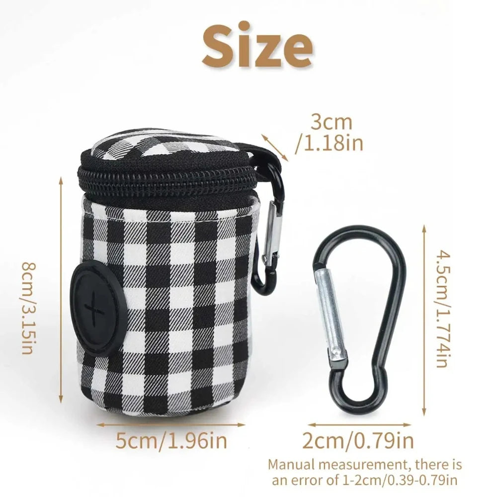 Pet waste bag Checkered pattern Fashionable Easy to carry when going out Waste bag for dog feces Outdoor litter collection bag