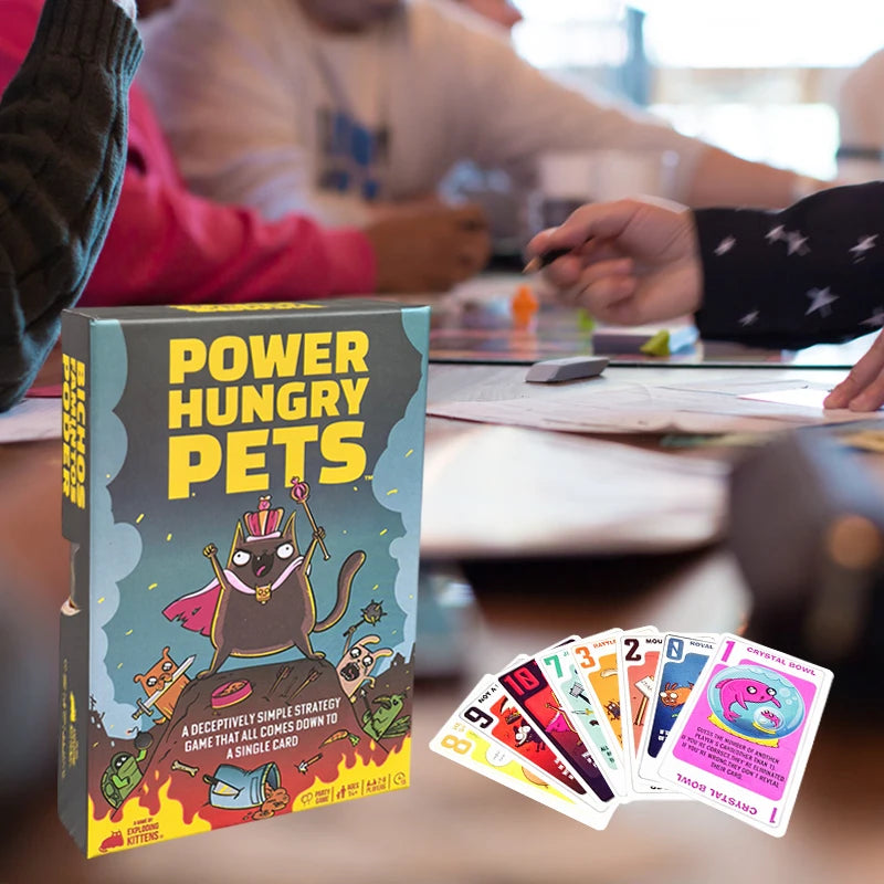 Thrilling Power Hungry Pets Card Game, Family Party Board Strategy Games