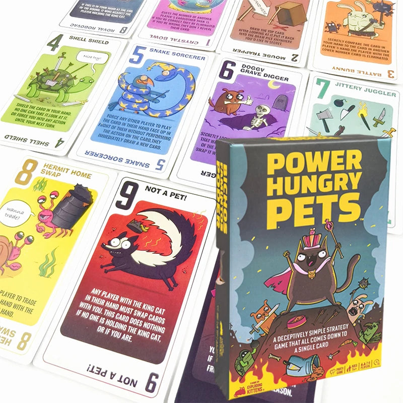 Power Hungry Pets Card Game Board Game Family Party Strategy Cards Games Party Card Challenging Strategy Game
