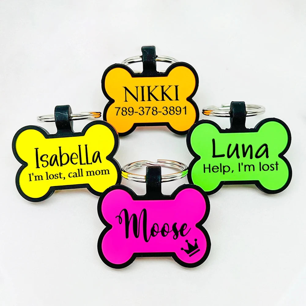 Pet Anti-lost ID Tag Personalized Dog Collar Tag Engraved Name Phone Number Custom Pendant Puppy Collars Accessories