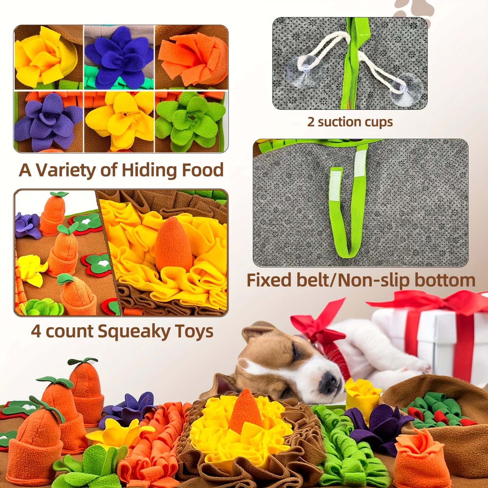 Pet Snuffle Mat for Dogs Sniff Mat Nosework Feeding Mat Slow Feeder Interactive Dog Puzzle Toys for Training and Stress Relief