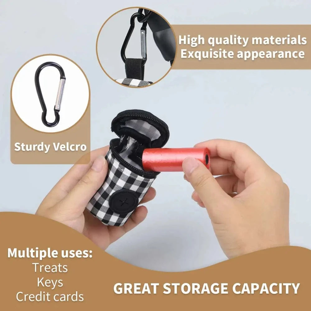 Pet waste bag Checkered pattern Fashionable Easy to carry when going out Waste bag for dog feces Outdoor litter collection bag