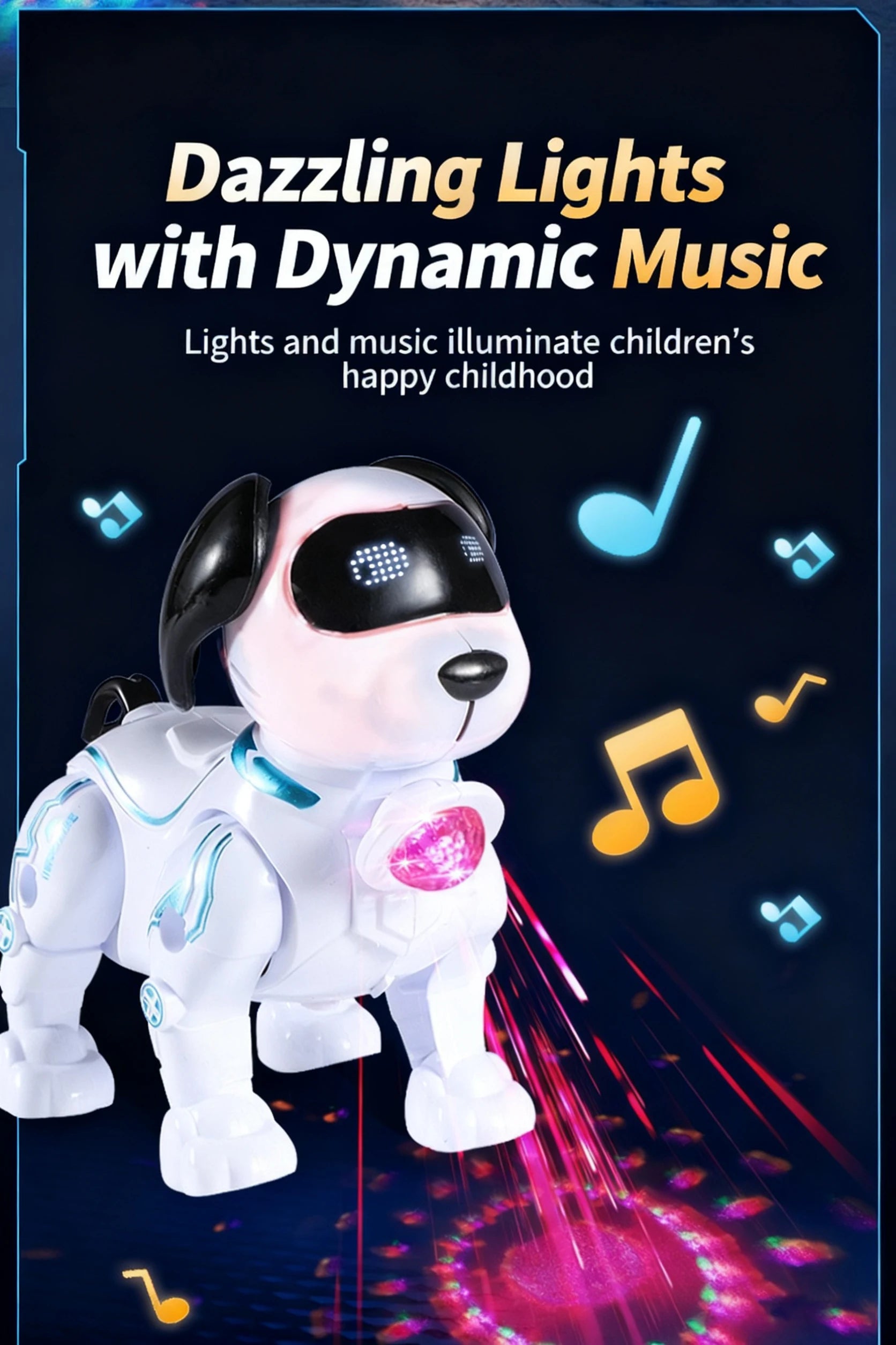Cute Toy Dog With Cool Features: Bright Projection Lights, Lovely Sound Effects, Flexible Crawling Movement—Brings Joy To Kids