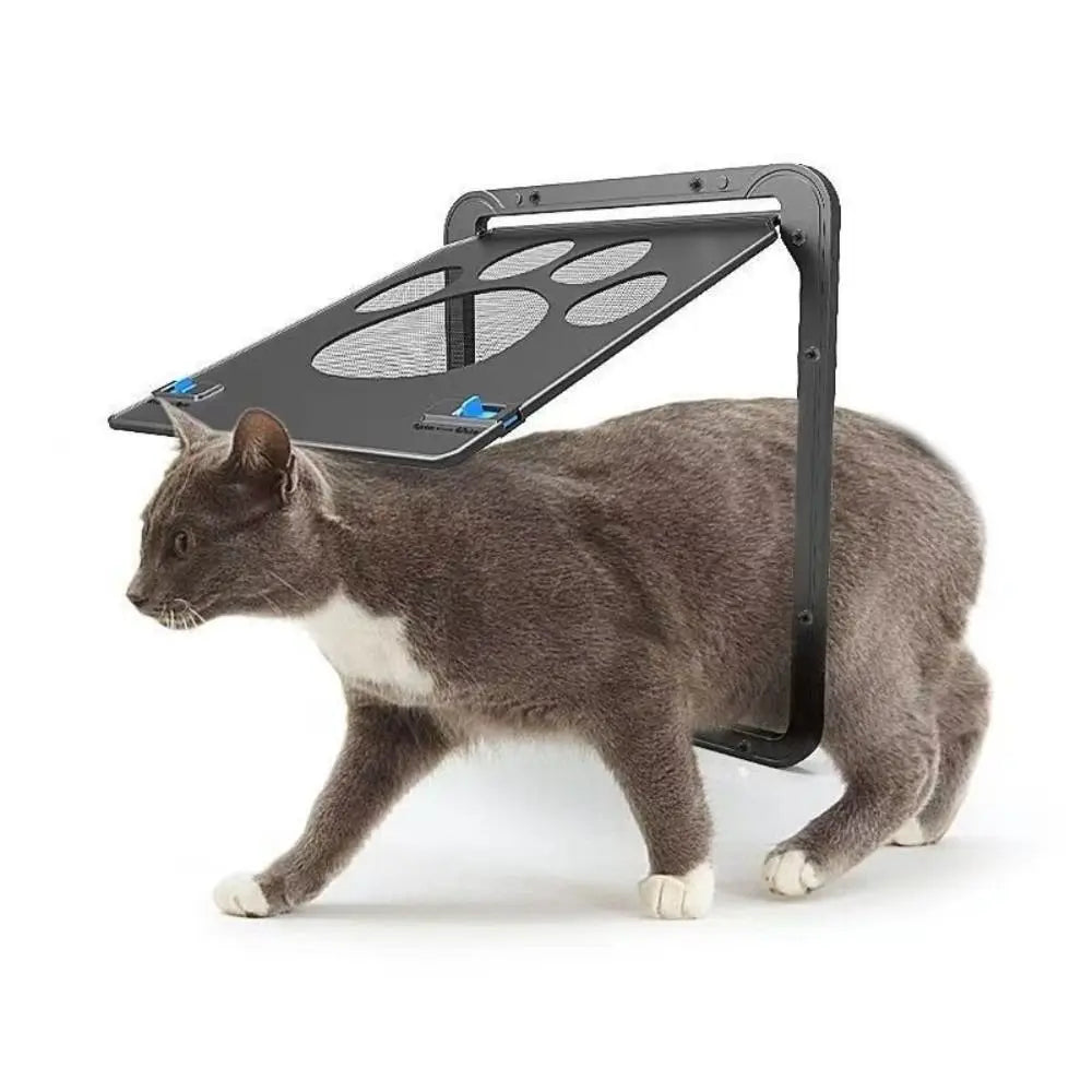 Plastic Pet Lockable Screen Door Magnetic Flap Automatic Lock Dog Flap Door Weatherproof Ventilation Self-Closing Pet Door