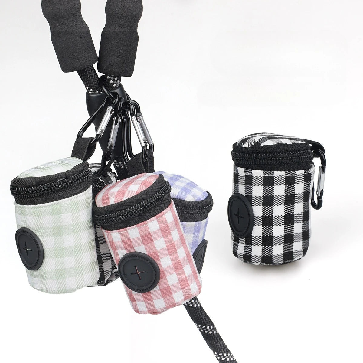 Pet waste bag Checkered pattern Fashionable Easy to carry when going out Waste bag for dog feces Outdoor litter collection bag