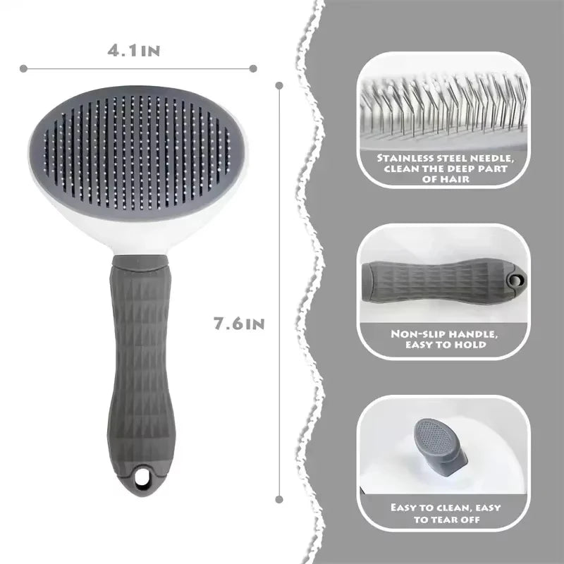Dog Grooming Brush with Easy Clean Button, Pet Massage Comb for Effective Detangling and Hair Removal, Suitable for Dogs